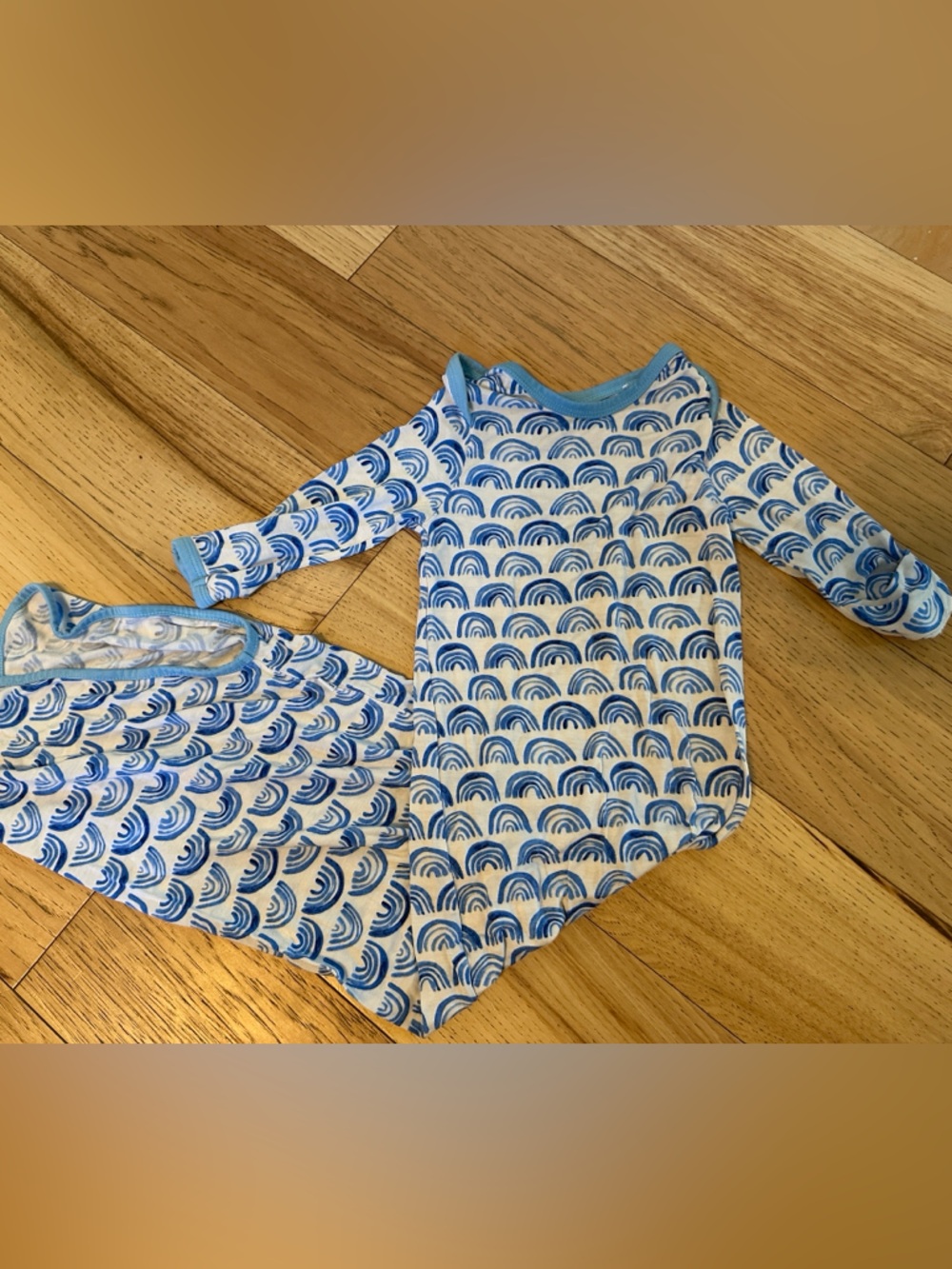 Little Sleepies Blue & White Wave Footed Pajamas with Mittens - Picture 2 of 5